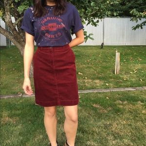 Vintage Red Corduroy Skirt